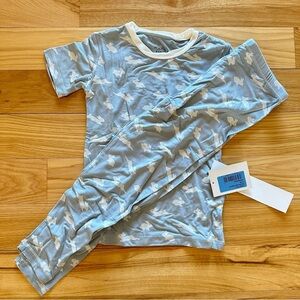 KicKee Pants Soft Bamboo Pearl Blue bunny 2pc Pajamas Easter Child 6 NWT